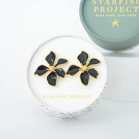 Bloom Earrings - Midnight Black