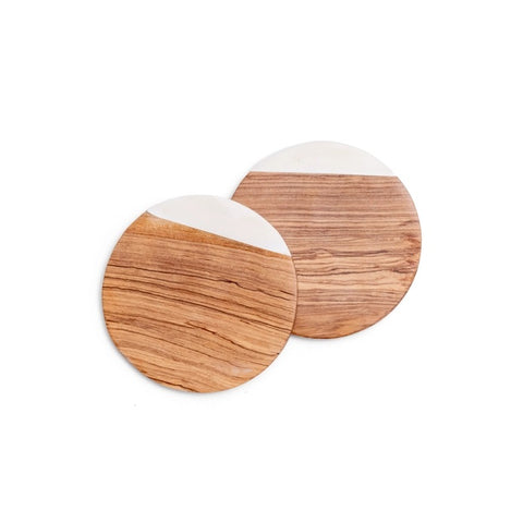 Bone Inlay Olive Wood Coasters