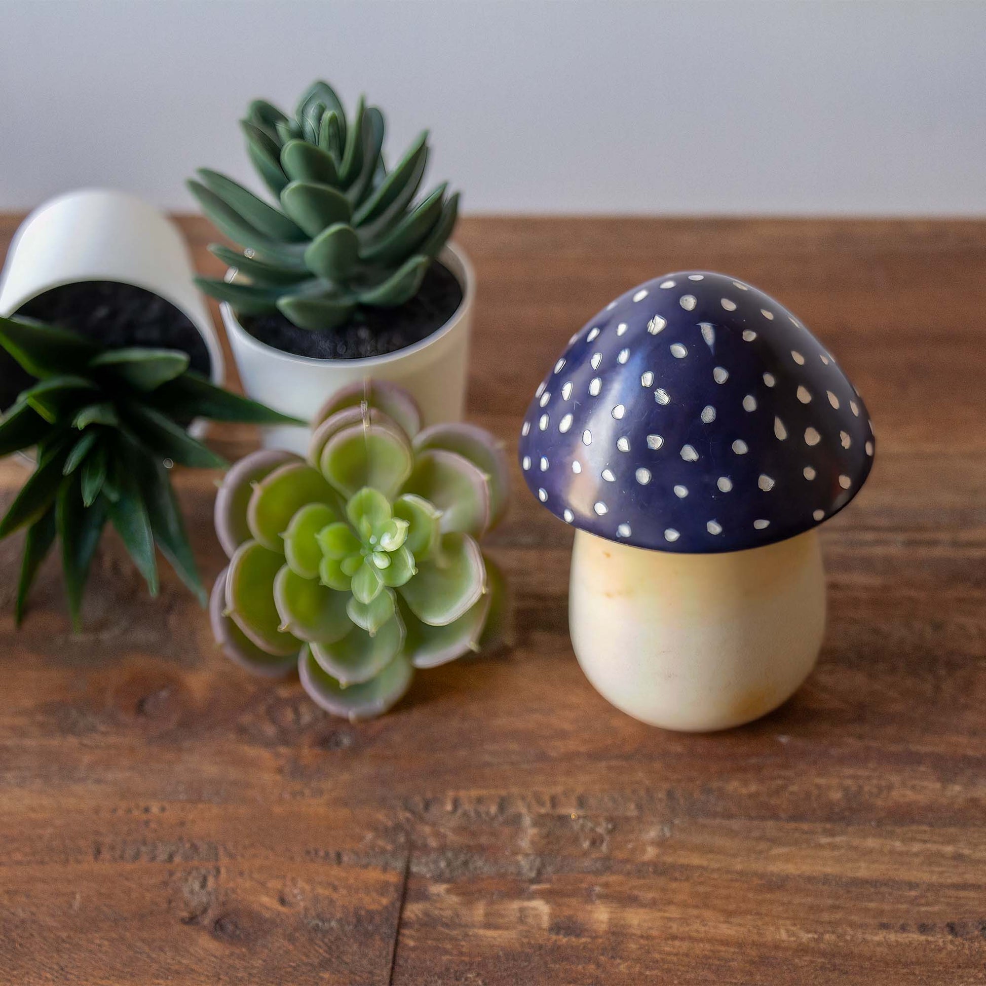 Soapstone Mushroom Box With Purple Cap