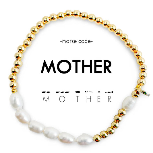 Mother Pearl & Gold Morse Code Bracelet