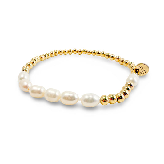 Mother Pearl & Gold Morse Code Bracelet