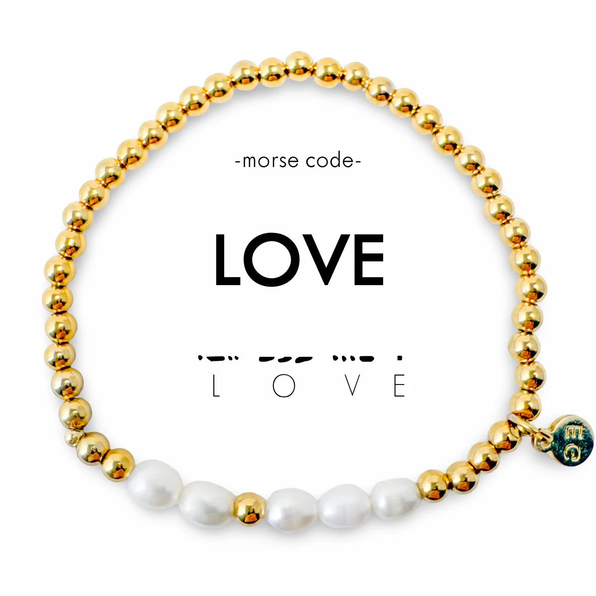 Love Pearl & Gold Morse Code Bracelet