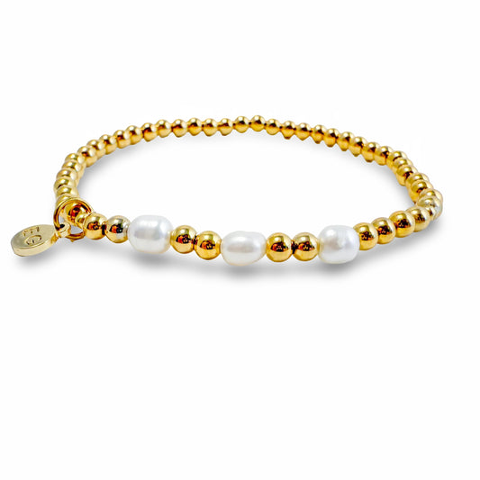 Faith Pearl & Gold Morse Code Bracelet