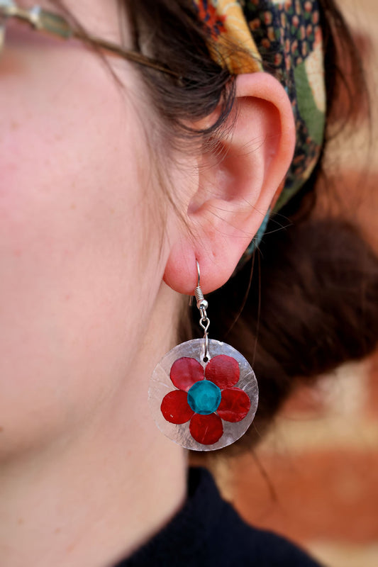 Pula Capiz Flower Dangle Earrings