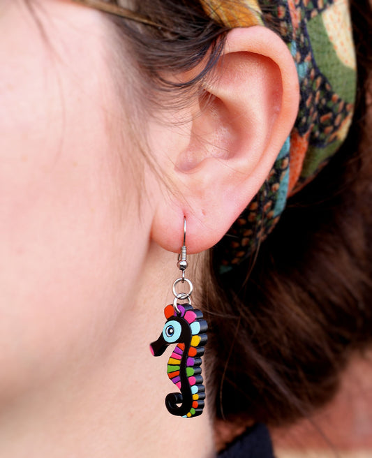 Gourd Seahorse Dangle Earrings