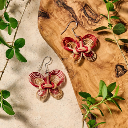 Bamboo Butterfly Dangle Earrings