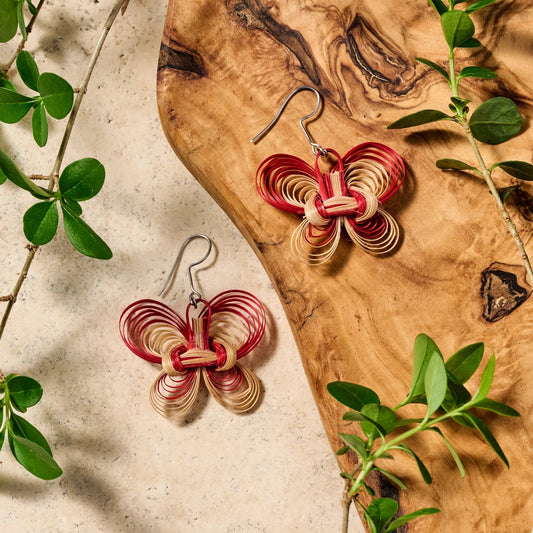 Bamboo Butterfly Dangle Earrings