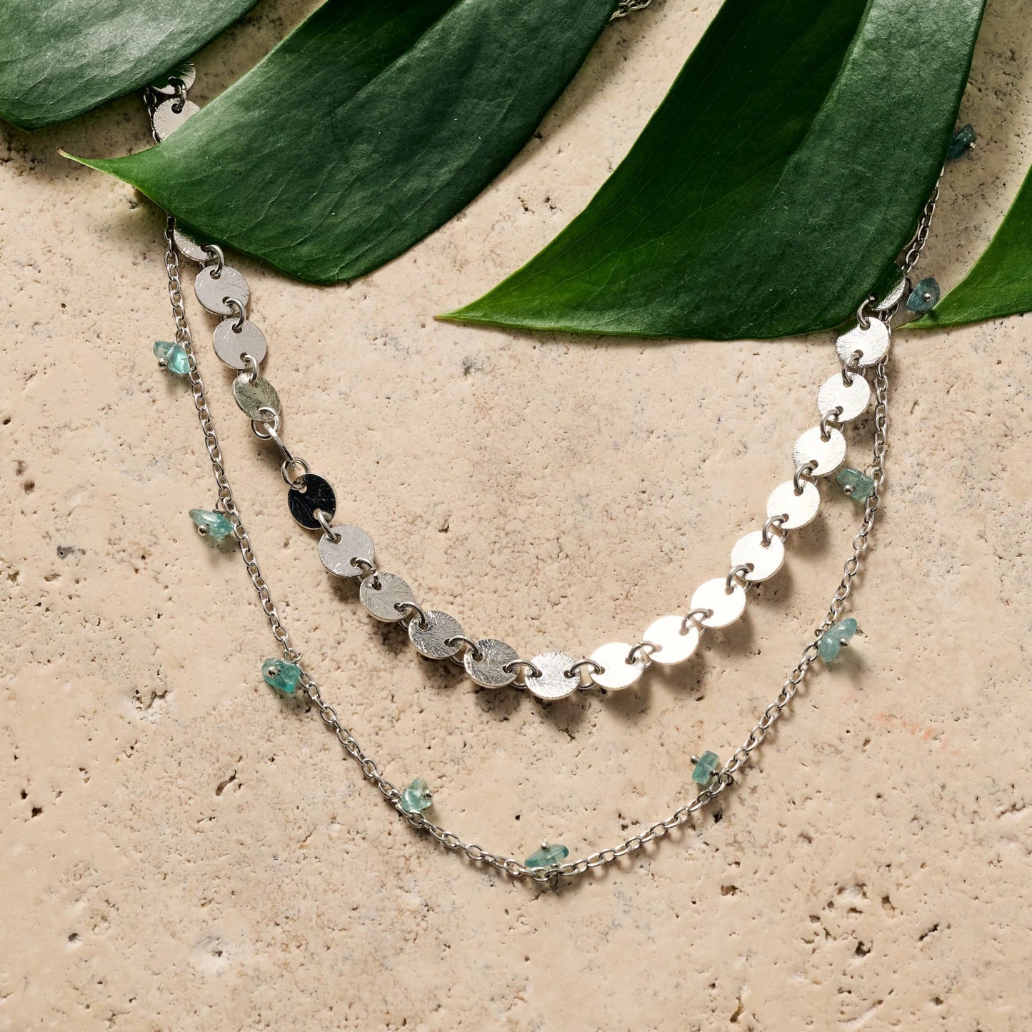 Dohara Disc & Stone Necklace