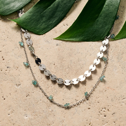 Dohara Disc & Stone Necklace