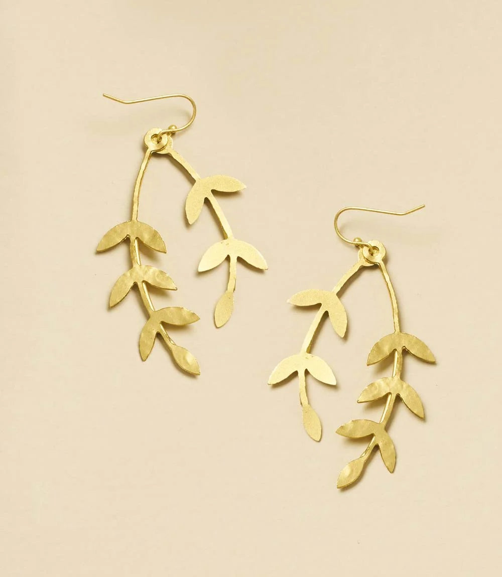 Aamani Linear Vine Dangle Earrings - Gold