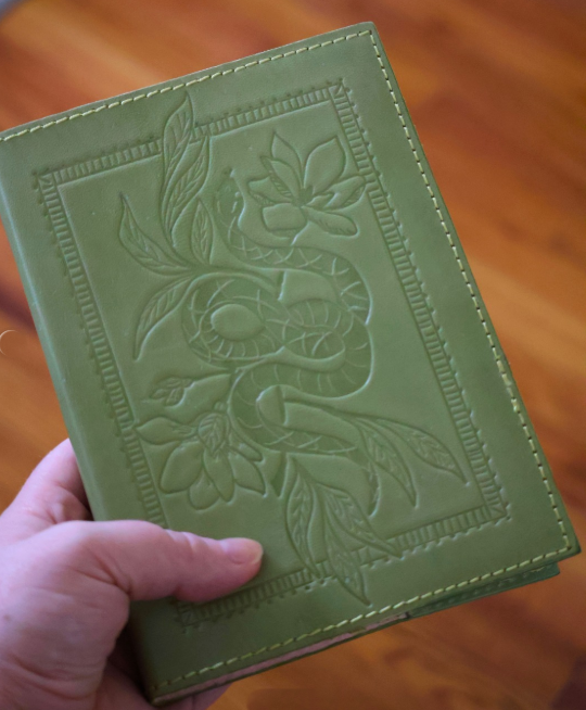 Snake Embossed Green Leather Journal