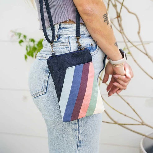Denim Mini Crossbody Striped