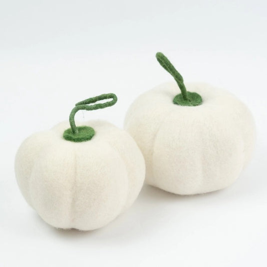 White Ghost Felt Halloween Pumpkin - Small