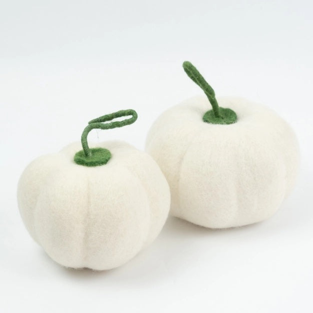 White Ghost Felt Halloween Pumpkin - Large
