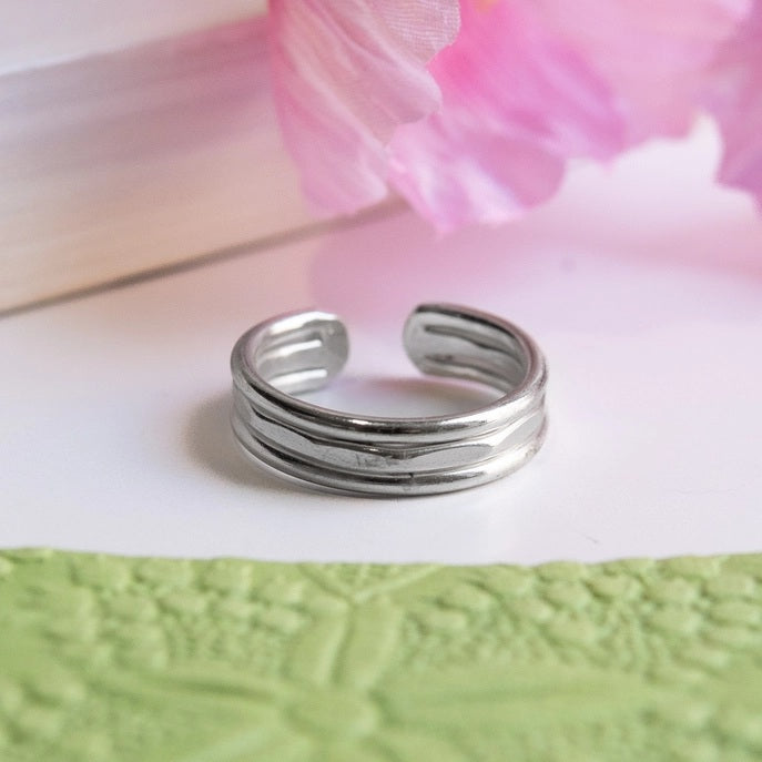 Inlaid Trio Ring - Silver