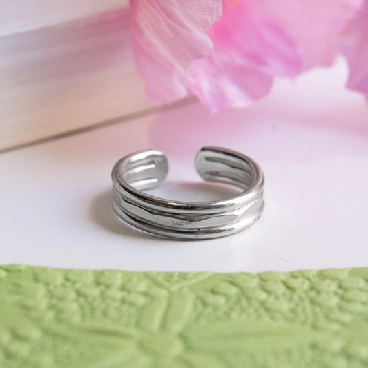 Inlaid Trio Ring - Silver