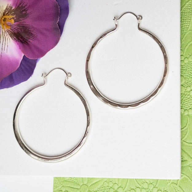 Gleaming Drop Hoops - Silver