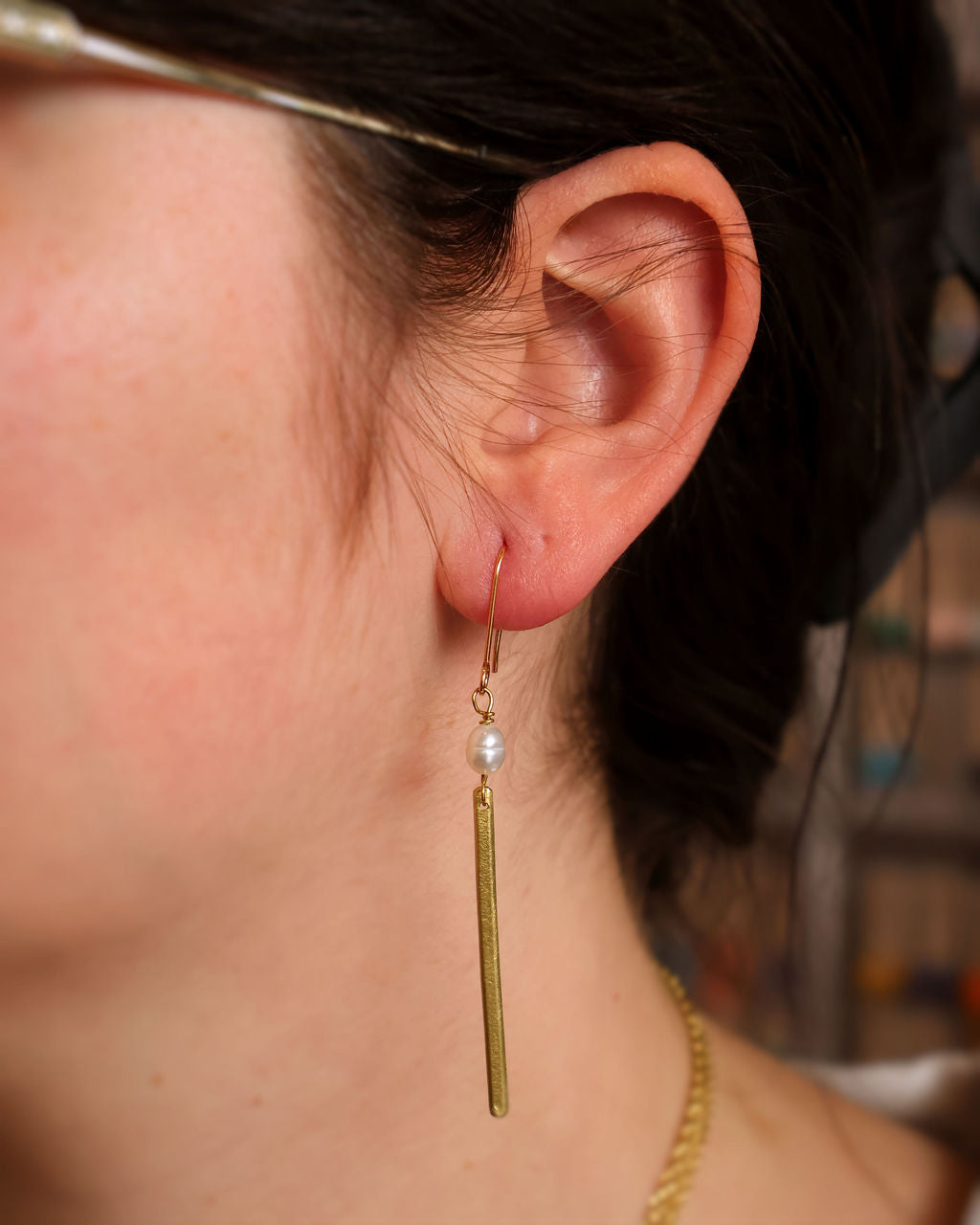Pearl Bar Earrings