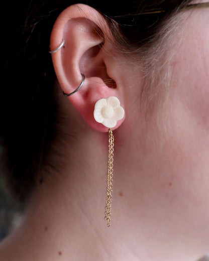 Tagua Floral Chain Studs