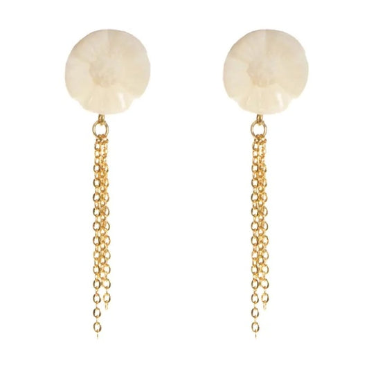 Tagua Floral Chain Studs