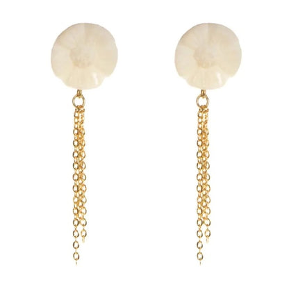 Tagua Floral Chain Studs