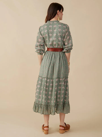 Britta LS Tiered Dress - Aegean Teal Mix