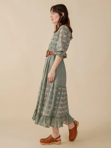 Britta LS Tiered Dress - Aegean Teal Mix