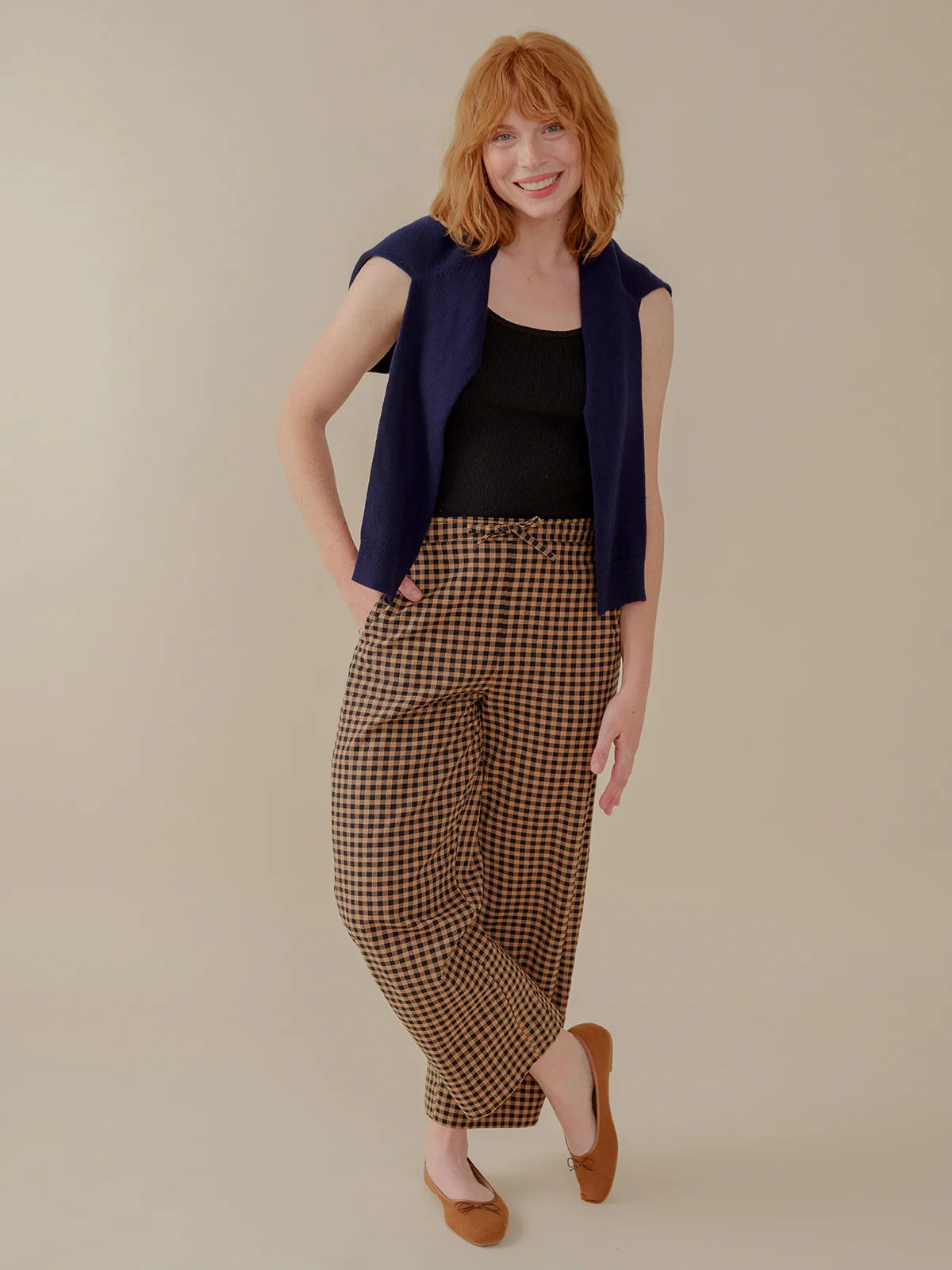 Emmy Drawstring Gingham Pant