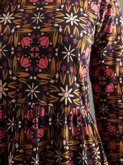 Mirah Tiered Dress - Mauve Tile