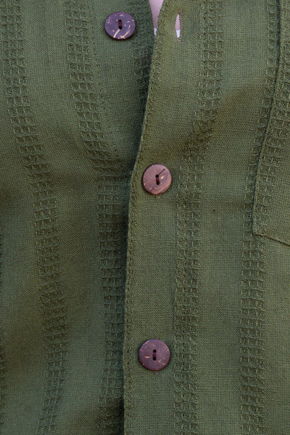 Honeycomb Cotton Shirt - Green