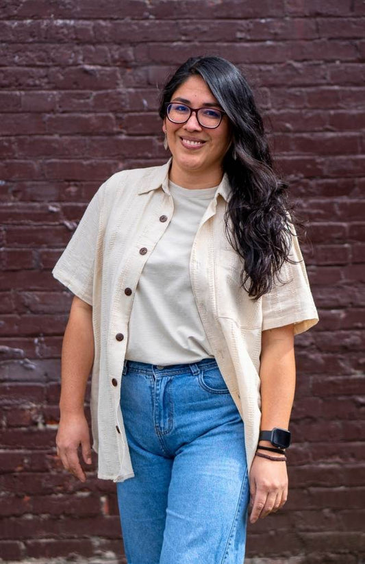 Honeycomb Cotton Shirt - Cream