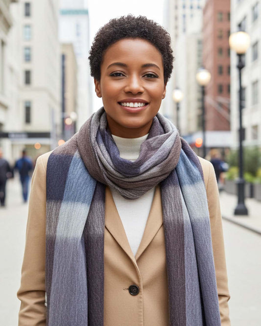 Alpaca Plaid Scarf - Mocha