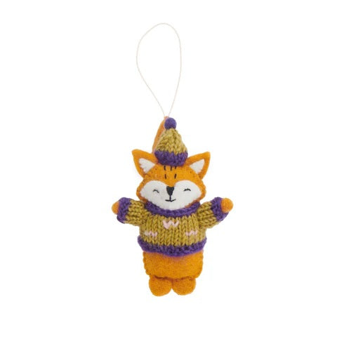 Fox w/ Knit Sweater Ornament