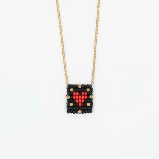 Beaded Tag Necklace - Radiant Heart