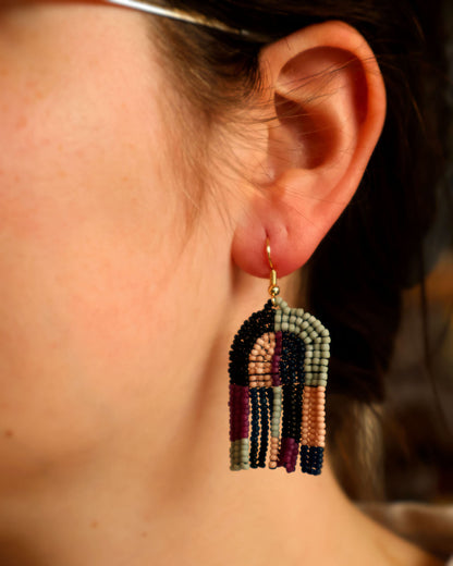 Patchwork Arco Earrings - Matte Violet