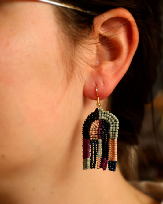 Patchwork Arco Earrings - Matte Violet