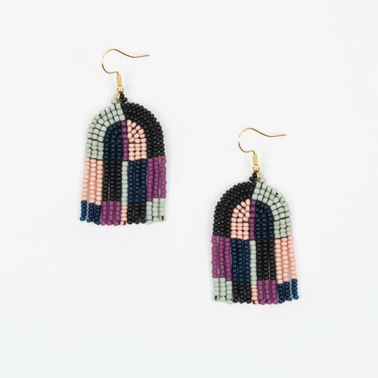 Patchwork Arco Earrings - Matte Violet
