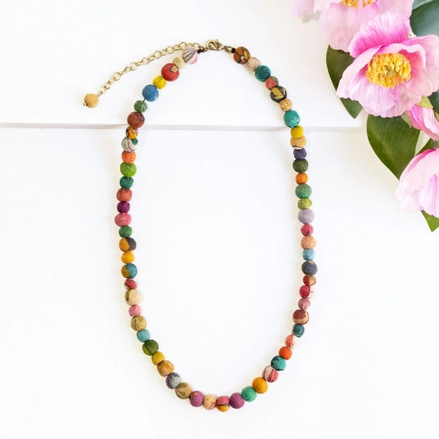 Kantha Pebbled Strand Necklace
