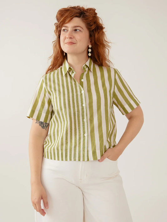 Benji Button Down Shirt - Green Stripe