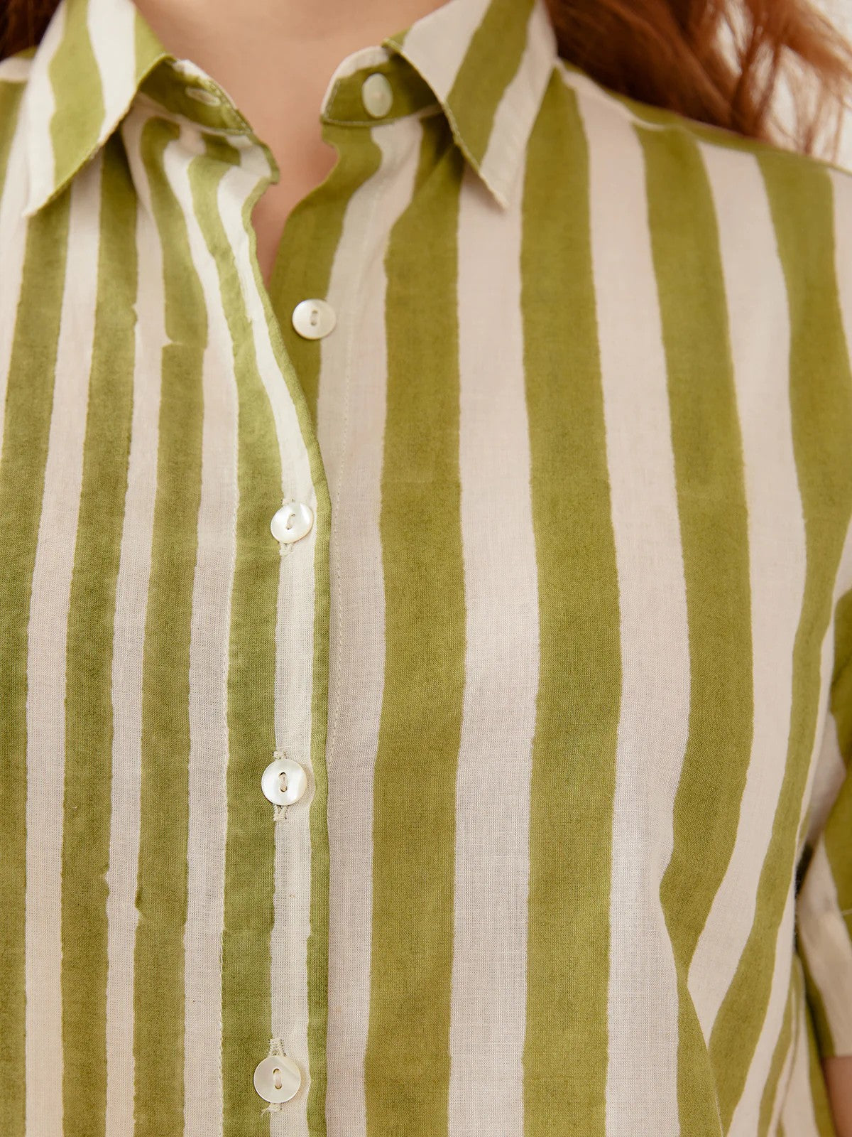 Benji Button Down Shirt - Green Stripe