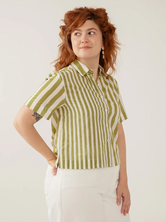 Benji Button Down Shirt - Green Stripe
