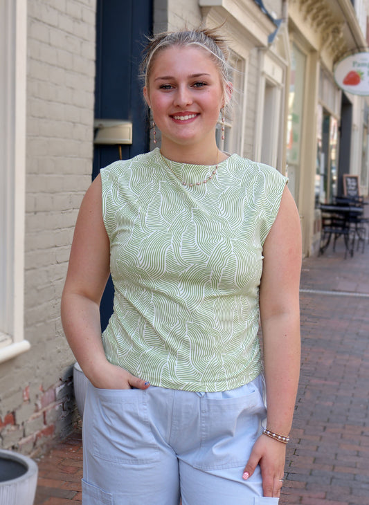 Ruched Top - Pear Waves Jersey