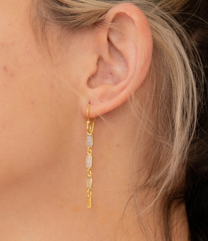 Triple Elegance Drop Earrings Brass