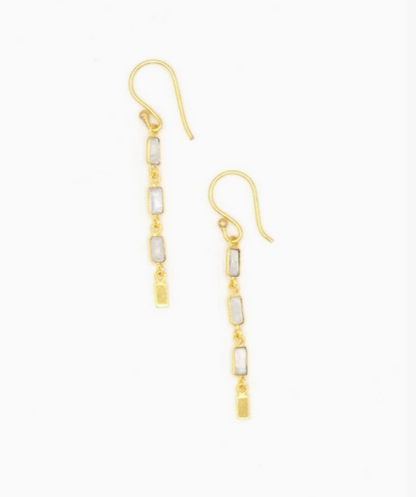 Triple Elegance Drop Earrings Brass