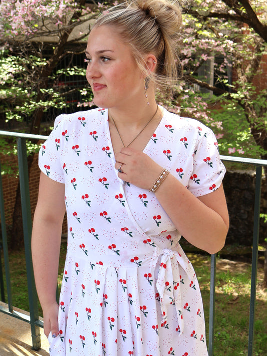 Cherry Organic Wrap Dress