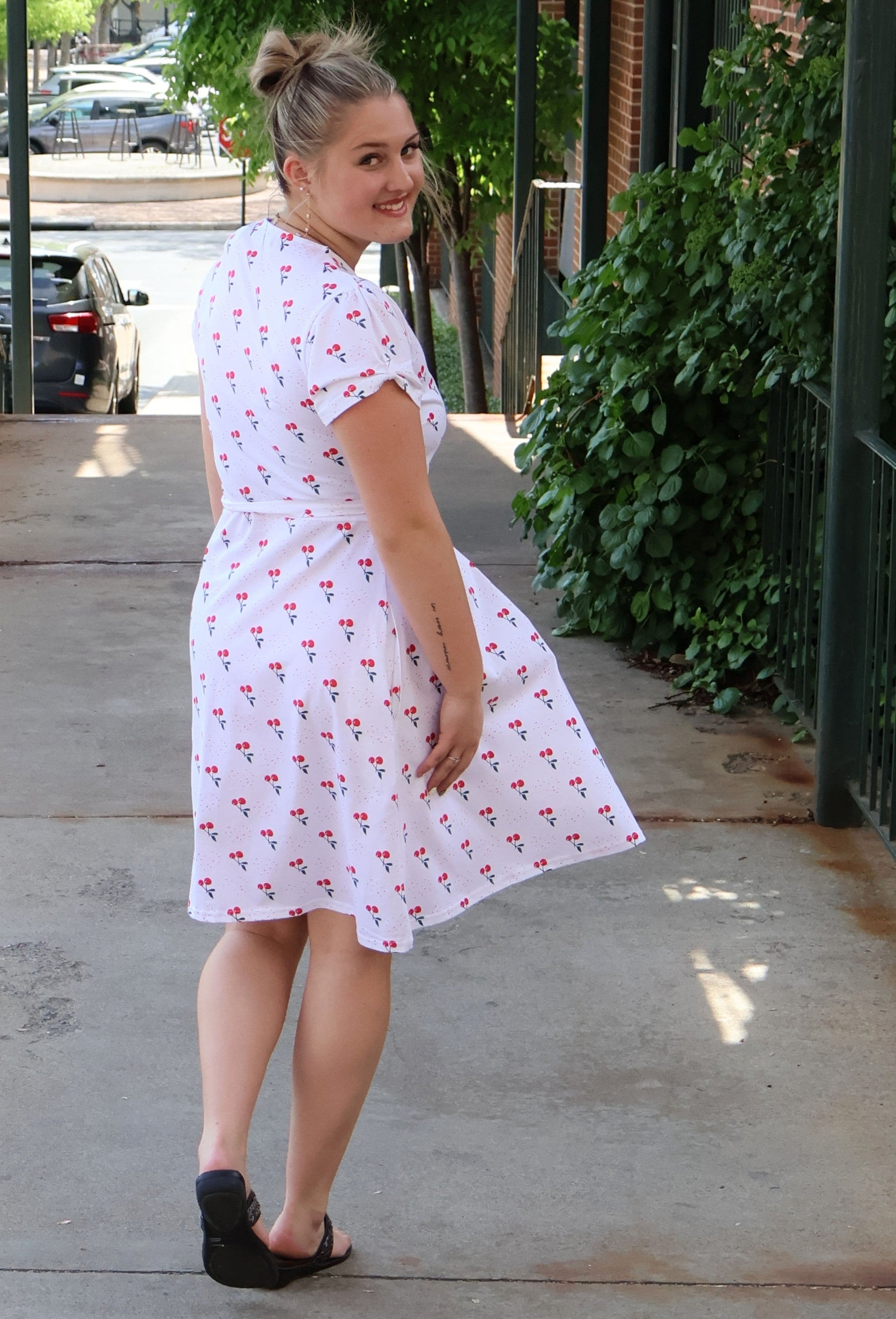 Cherry Organic Wrap Dress