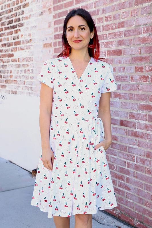 Cherry Organic Wrap Dress