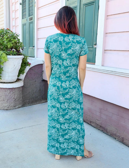 Teal Magnolia Organic Maxi Dress