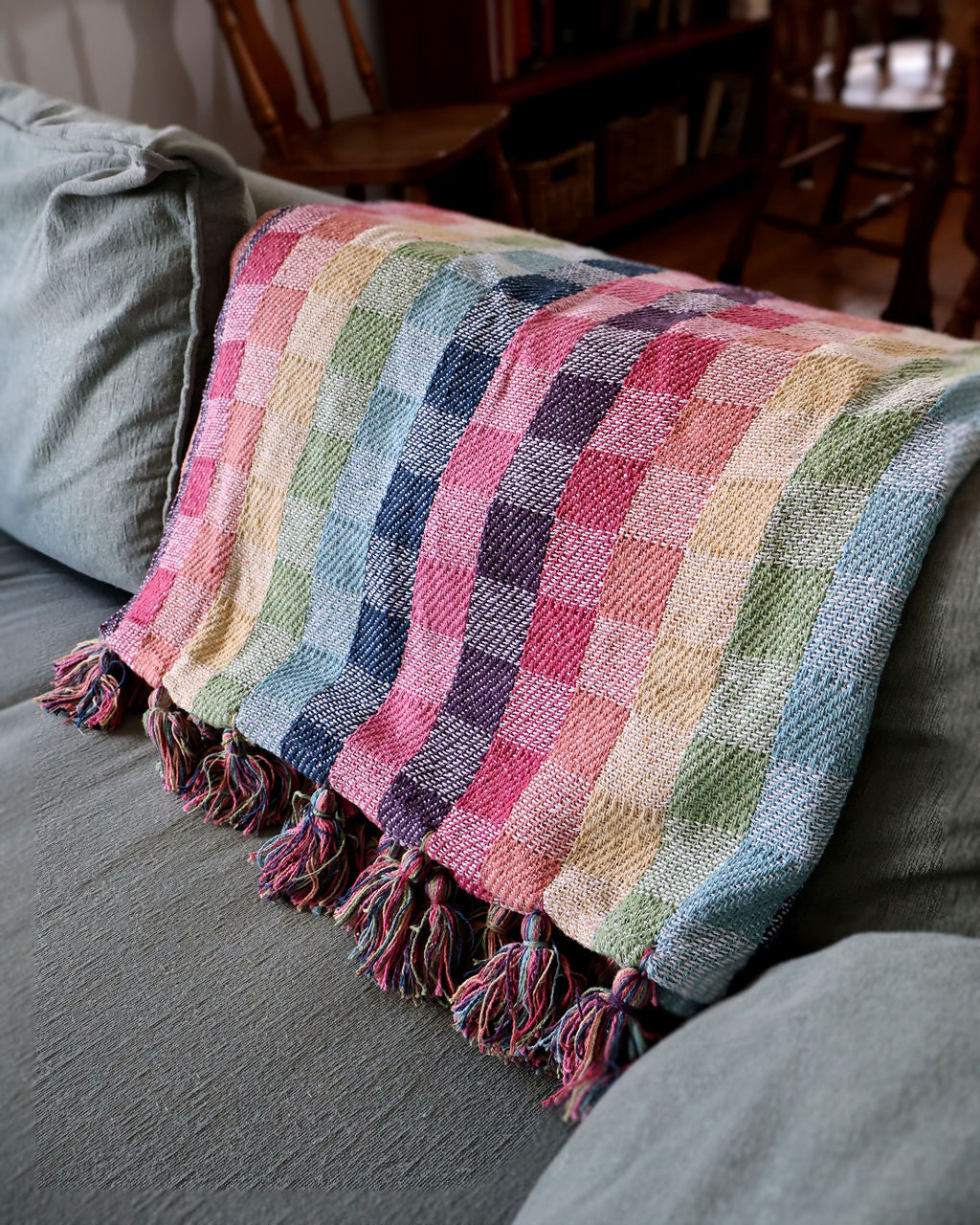 Rainbow Gingham Rethread Throw