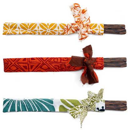 Palm Wood Chopsticks in Fabric Wrap